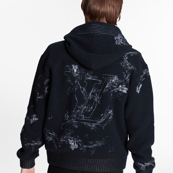 LV Men’s Navy Hoodie Jacket with Embroidered LV Logo; Virgil Abloh collection - Picture 1 of 15